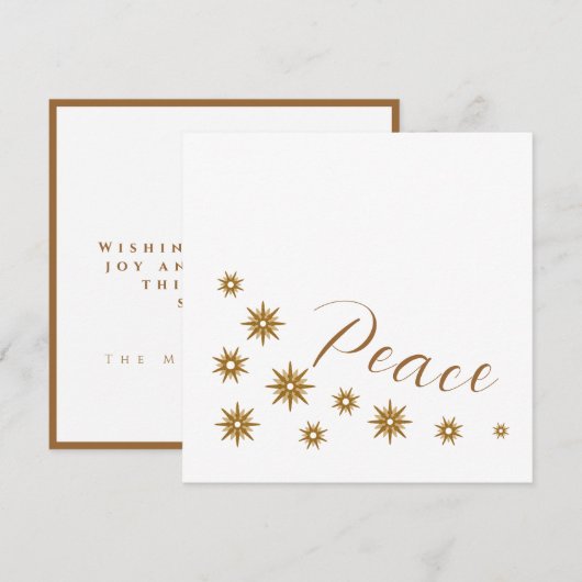 Elegant Modern Peace Gold Star Feestdagenkaart (Voorkant / Achterkant)