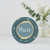 Elegant Modern Peace Gold Star Holiday Card Feestdagenkaart (Staand voorkant)