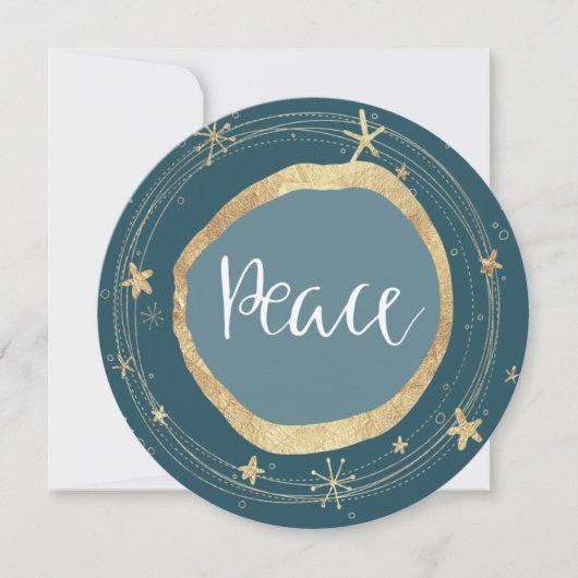 Elegant Modern Peace Gold Star Holiday Card Feestdagenkaart (Voorkant)