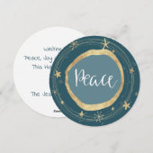 Elegant Modern Peace Gold Star Holiday Card Feestdagenkaart (Voorkant / Achterkant)