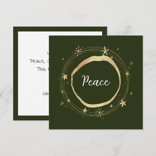 Elegant modern Peace Gold Star Holiday-kaart Feestdagenkaart (Voorkant / Achterkant)