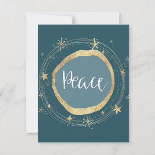 Elegant modern Peace Gold Star Holiday-kaart Feestdagenkaart