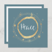 Elegant Modern Peace Ice Blue Gold Star Feestdagenkaart (Voorkant / Achterkant)