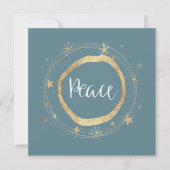 Elegant Modern Peace Ice Blue Gold Star Feestdagenkaart (Voorkant)
