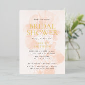 Elegant Modern Peach Pastel Vrijgezellenfeest Gold Folie Uitnodiging (Staand Voorkant)