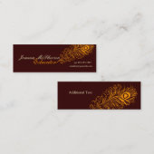 Elegant Modern Peacock Feather Oranje Mini Visitekaartje (Voorkant / Achterkant)
