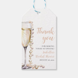 Elegant Modern Pearls en Prosecco Vrijgezellenfees Cadeaulabel