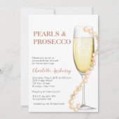 Elegant Modern Pearls en Prosecco Vrijgezellenfees Kaart (Voorkant)