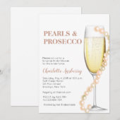 Elegant Modern Pearls en Prosecco Vrijgezellenfees Kaart (Voorkant / Achterkant)