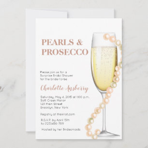 Elegant Modern Pearls en Prosecco Vrijgezellenfees Kaart