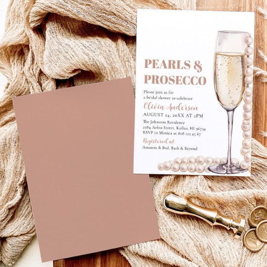 Elegant Modern Pearls en Prosecco Vrijgezellenfees Kaart