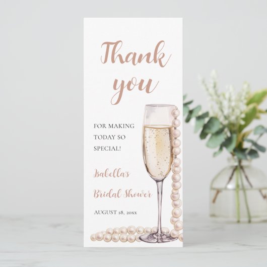 Elegant Modern Pearls en Prosecco Vrijgezellenfees Menu (Staand voorkant)