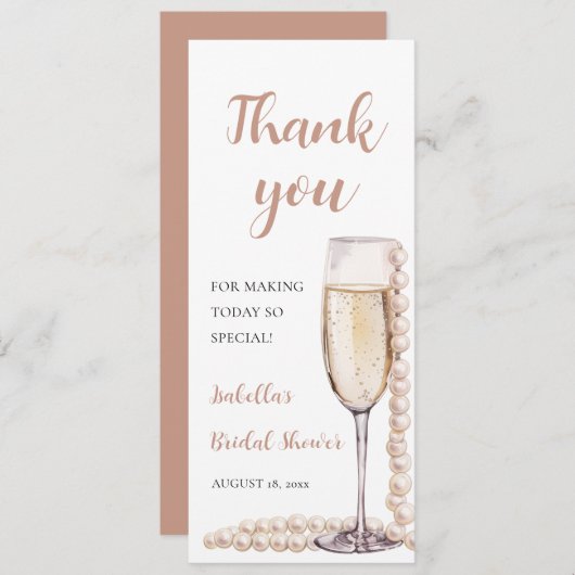 Elegant Modern Pearls en Prosecco Vrijgezellenfees Menu (Voorkant / Achterkant)