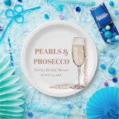 Elegant Modern Pearls en Prosecco Vrijgezellenfees Papieren Bordje (Feest)