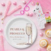 Elegant Modern Pearls en Prosecco Vrijgezellenfees Papieren Bordje (Feest)