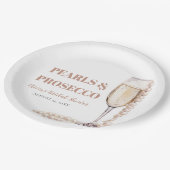 Elegant Modern Pearls en Prosecco Vrijgezellenfees Papieren Bordje (Gekanteld)