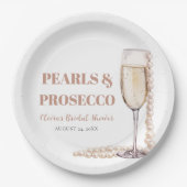 Elegant Modern Pearls en Prosecco Vrijgezellenfees Papieren Bordje (Voorkant)
