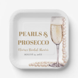 Elegant Modern Pearls en Prosecco Vrijgezellenfees Papieren Bordje