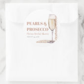 Elegant Modern Pearls en Prosecco Vrijgezellenfees Ronde Sticker (Tas)