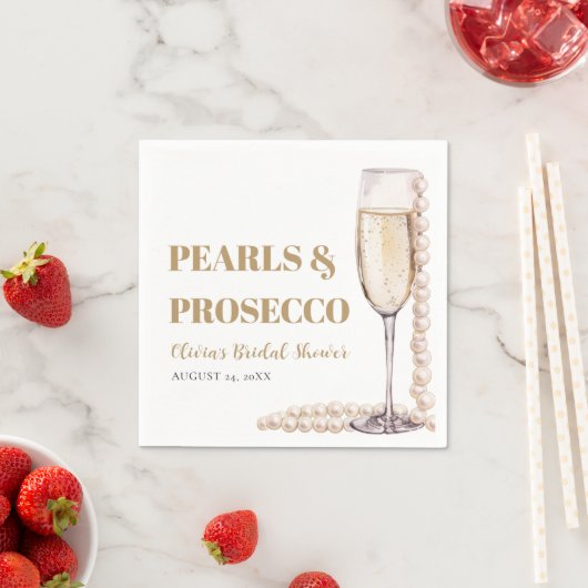 Elegant Modern Pearls en Prosecco Vrijgezellenfees Servet (Insitu)