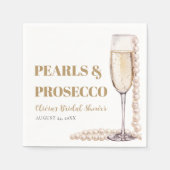 Elegant Modern Pearls en Prosecco Vrijgezellenfees Servet (Voorkant)