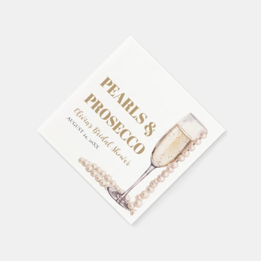 Elegant Modern Pearls en Prosecco Vrijgezellenfees Servet (Hoek)