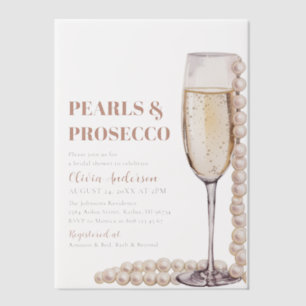Elegant Modern Pearls en Prosecco Vrijgezellenfees Vellum Uitnodigingen