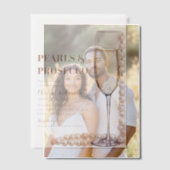 Elegant Modern Pearls en Prosecco Vrijgezellenfees Vellum Uitnodigingen (Offset (Koppel))