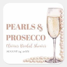 Elegant Modern Pearls en Prosecco Vrijgezellenfees Vierkante Sticker