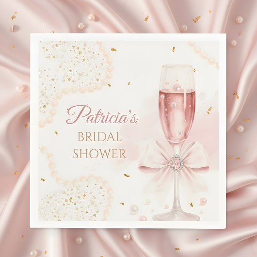 Elegant Modern Pearls & Prosecco Bridal Shower Servet