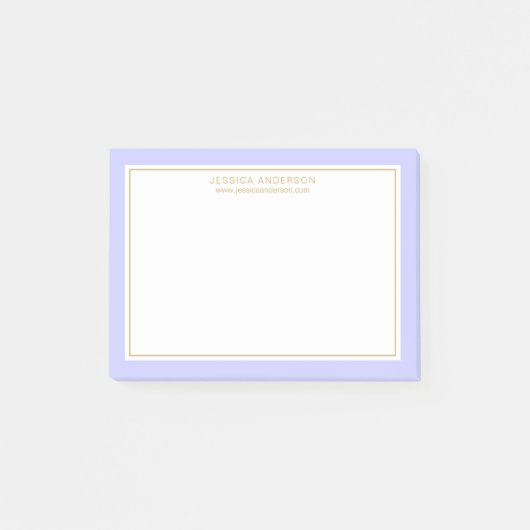 Elegant Modern Periwinkle Gold Border Gepersonalis Post-it® Notes (Voorkant)