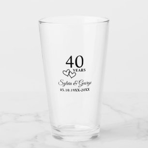 Elegant modern persoonlijk 40-jarig jubileumcadeau glas