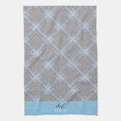 Elegant modern persoonlijk blauw tartan theedoek (Verticaal)