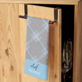 Elegant modern persoonlijk blauw tartan theedoek