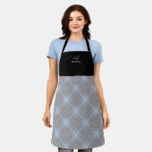Elegant modern persoonlijk blauwe tartan schort (Gedragen)