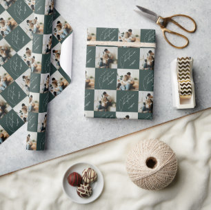 Elegant modern persoonlijk koppel foto groen cadeaupapier