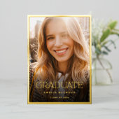 Elegant Modern Photo Afstuderen Folie Uitnodiging (Staand Voorkant)