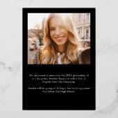 Elegant Modern Photo Afstuderen Folie Uitnodiging (Achterkant)