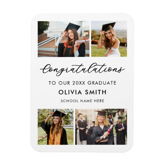 Elegant Modern Photo Afstuderen Magneet (Verticaal)