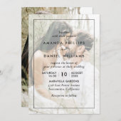 Elegant Modern Photo Black and White Wedding Kaart (Voorkant / Achterkant)