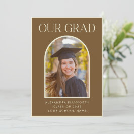 Elegant Modern Photo Brown Arch Afstuderen Announc Aankondiging
