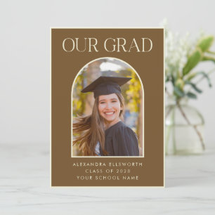 Elegant Modern Photo Brown Arch Afstuderen Announc Aankondiging