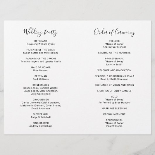 Elegant Modern Photo Budget Folded Wedding Program (Achterkant)