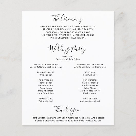 Elegant modern Photo Budget Wedding Programme Flyer (Achterkant)