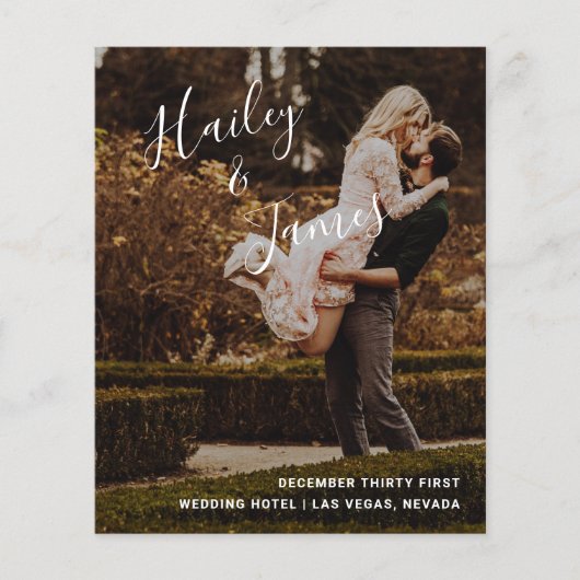 Elegant modern Photo Budget Wedding Programme Flyer (Voorkant)