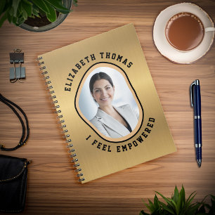 Elegant Modern Photo Gold Zwart Smart Gezegde Notitieboek