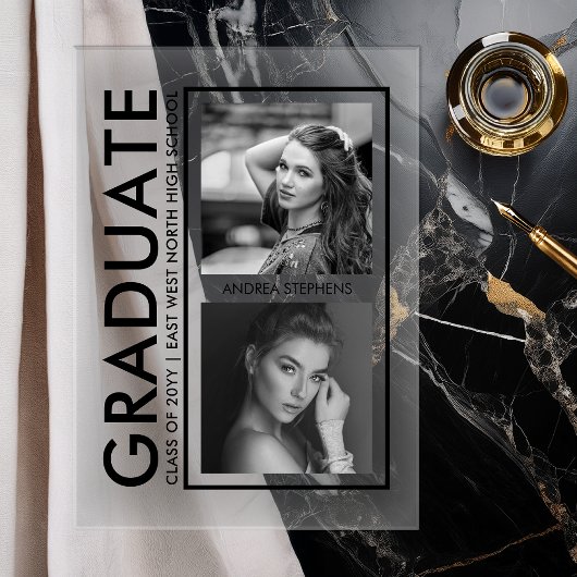 Elegant Modern Photo Graduation Announcement Acryl Uitnodigingen