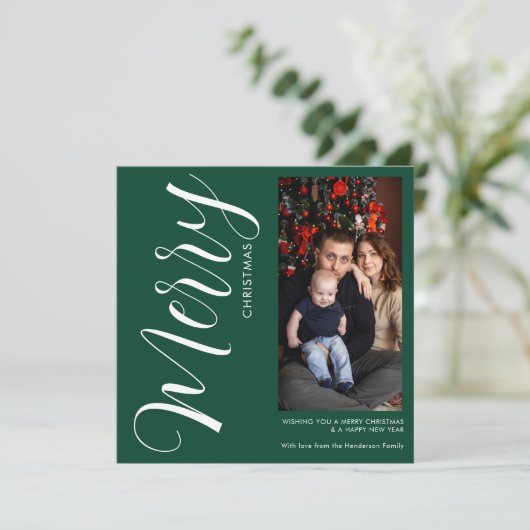 Elegant Modern Photo Holiday Invitation | Merry  Kaart (Staand voorkant)