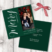 Elegant Modern Photo Holiday Invitation | Merry  Kaart