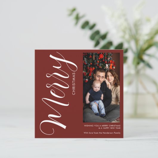 Elegant Modern Photo Holiday Invitation | Merry  Kaart (Staand voorkant)